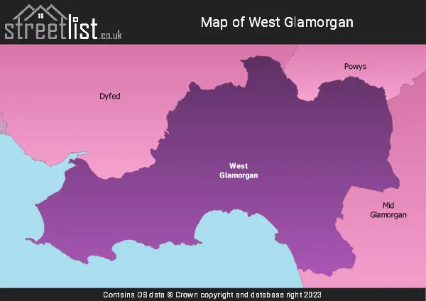 Map of West Glamorgan